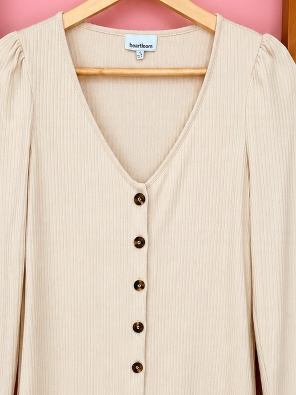 Heartloom Alma Ribbed Midi Dress Duster Cardigan Cream Anthropologie M